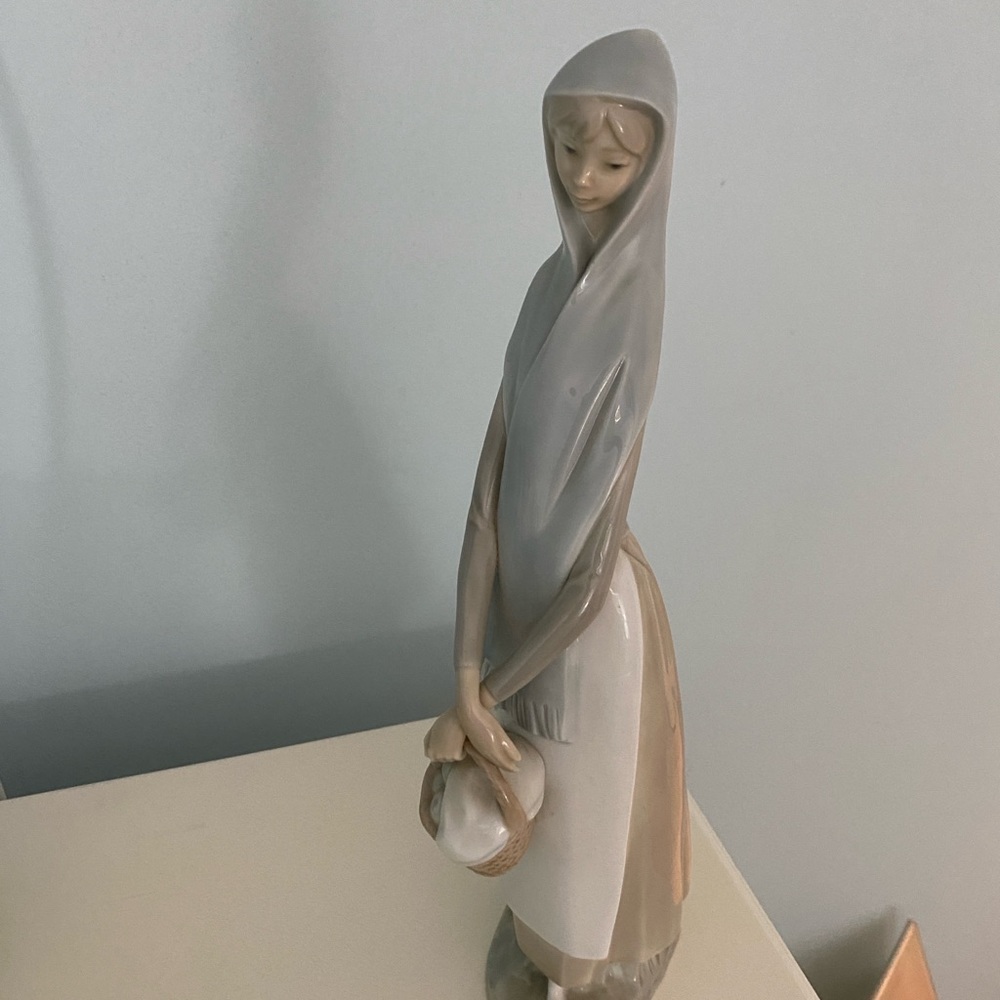 Lladro girl with basket made in Spain